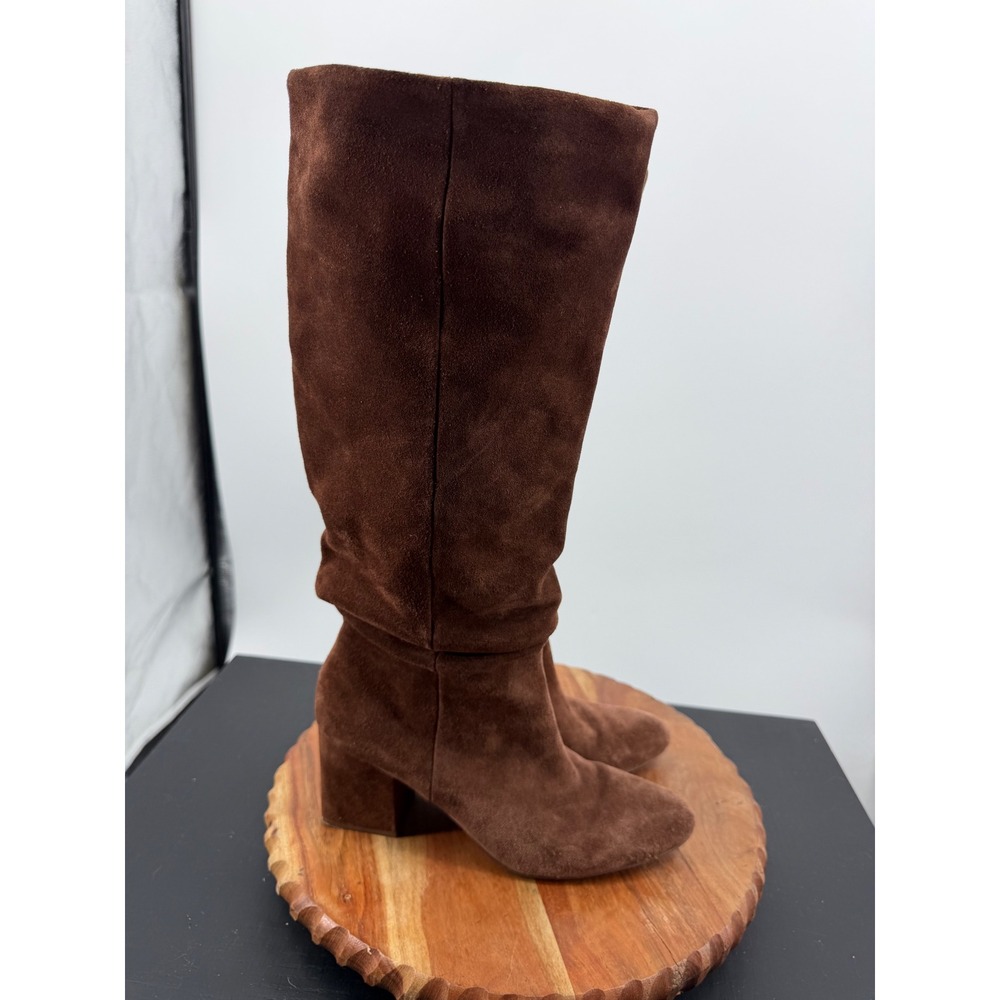 Splendid phoenix Suede Knee High Boots 8.5 Brown Slouchy Block Heel Pointed Toe
